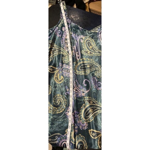 Morgan Taylor Green Paisley Satin Sleeveless Sheath Nightgown Sz 2X - Picture 8 of 9